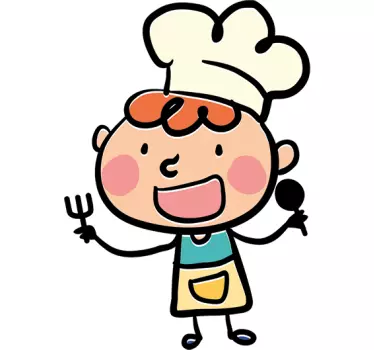 Muursticker keuken kok lepel vork - TenStickers