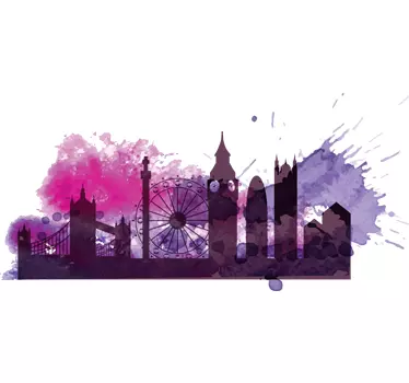Sticker Londen Silhouette roze perspectief - TenStickers