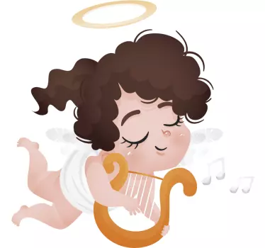 muursticker meisje speelt harp - TenStickers