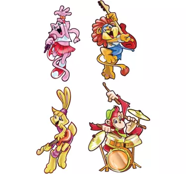 Sticker rockband dieren kinderen - TenStickers