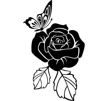 Sticker roos en vlinder - TenStickers