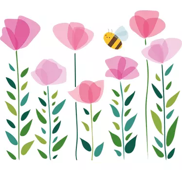 Sticker tekening bloemen en insecten - TenStickers