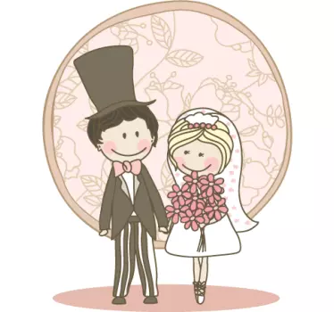 Sticker tekening huwelijk koppel - TenStickers