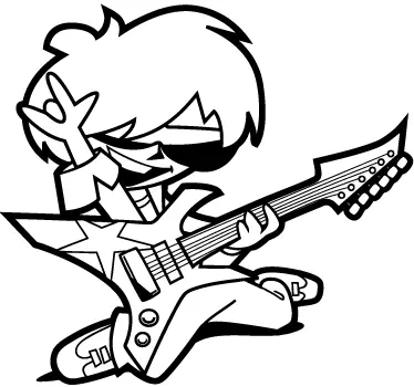 Sticker tekening jongen gitaar - TenStickers
