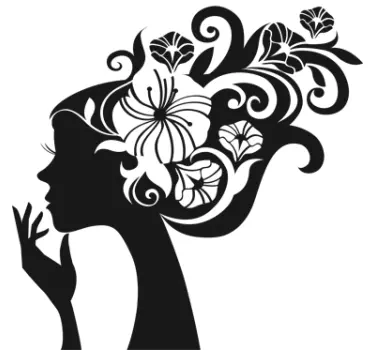 Sticker vrouw haren bloemen - TenStickers