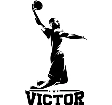 Stuurman basketbalspeler met naam basketbal muursticker - TenStickers