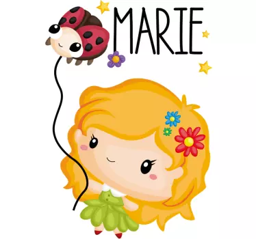 Muurstickers kinderkamer  schattig meisje met ballon - TenStickers