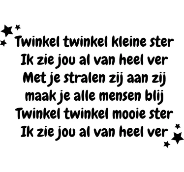 Twinkel Twinkel ster kinderlied tekst sticker - TenStickers