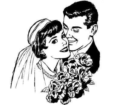 Vintage liefde trouwen sticker - TenStickers
