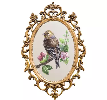 Vogel muursticker vintage spiegel - TenStickers