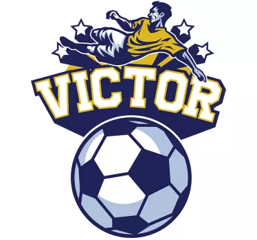 Muursticker voetbal en speler met naam - TenStickers