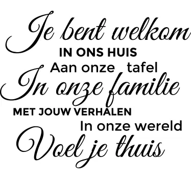 Muursticker woonkamer welkom in ons huis - TenStickers