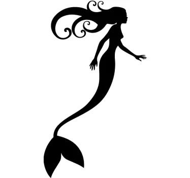 Zeemeermin Silhouet Muursticker - TenStickers