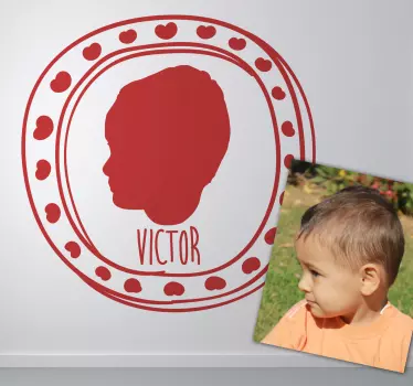 Sticker portret kind met naam - TenStickers