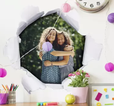 Papier gat 3D effect muursticker - TenStickers