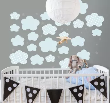 Set van 41 blauwe wolken sterren baby kinderen sticker - TenStickers