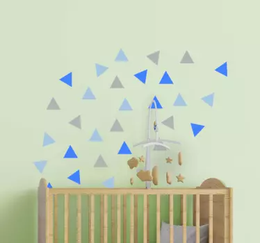 Blauwe en grijze driehoeken sticker geometrische vormen - TenStickers