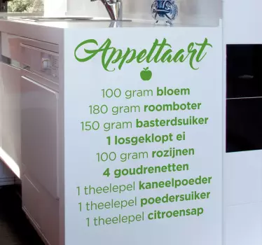 Tekst sticker recept Appeltaart - TenStickers