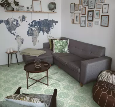 Muursticker wereldkaart blauw textuur - TenStickers