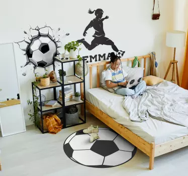 Muursticker kinderkamer voetbal meisje - TenStickers