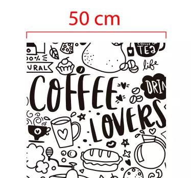 Doorschijnende koffie tijd tekeningen raamzelfklevende sticker - TenStickers