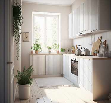 Houten tekstuur wit Meubelsticker - TenStickers