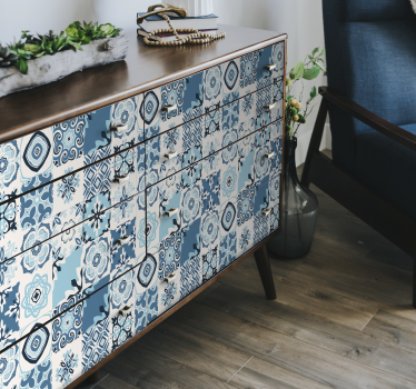 Azulejos blauw Meubelsticker - TenStickers