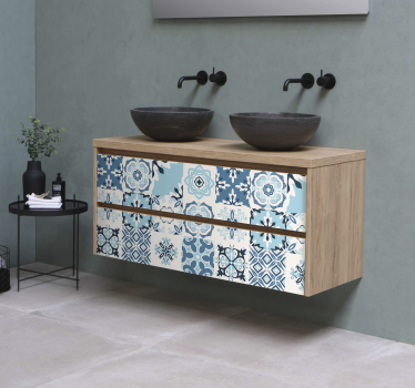 Azulejos blauw Meubelsticker - TenStickers