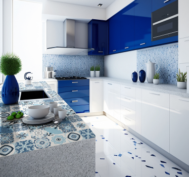 Azulejos blauw Meubelsticker - TenStickers