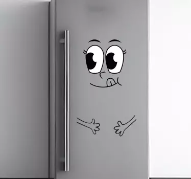Cartoon gezicht grote ogen koelkast sticker - TenStickers