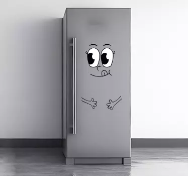 Cartoon gezicht grote ogen koelkast sticker - TenStickers