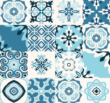 Azulejos blauw Meubelsticker - TenStickers