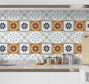 Muurstickers keuken kleurvolle tegelstickers - TenStickers