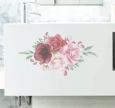 Bloemen stickers Rode en roze rozen aquarel effect - TenStickers