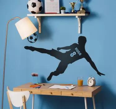 Muursticker voetbal van voetballer met naam - TenStickers
