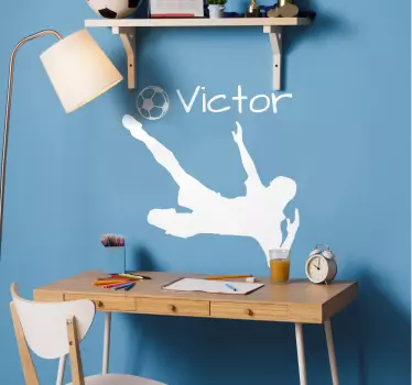 Muursticker kinderkamer voetballer met naam - TenStickers