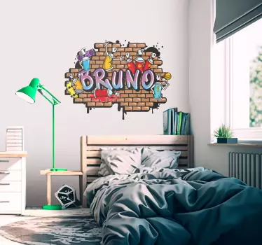 Muursticker urban graffiti stenen muur met naam - TenStickers