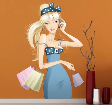 Sticker drukke dame shoppen - TenStickers