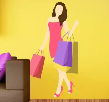 Sticker dame shopping winkelen - TenStickers