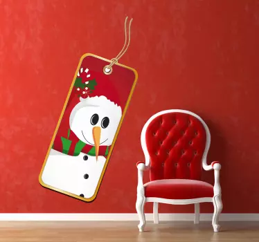Kerst raamsticker etiket sneeuwman - TenStickers