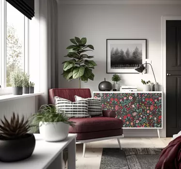 Meubel sticker veelkleurige bloemen - TenStickers