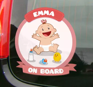 Naamsticker baby aan boord meisje - TenStickers