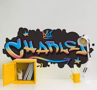 Graffiti naam concrete achtergrond muursticker - TenStickers
