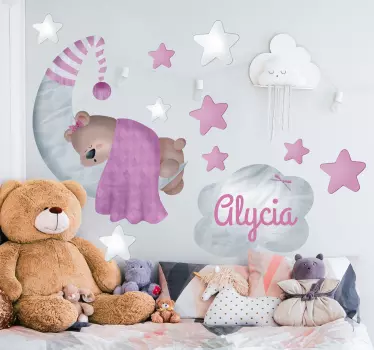 Muursticker Lieve Slapende Teddybeer - TenStickers