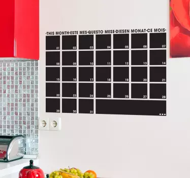 Muursticker keuken krijtbord maand Planning - TenStickers