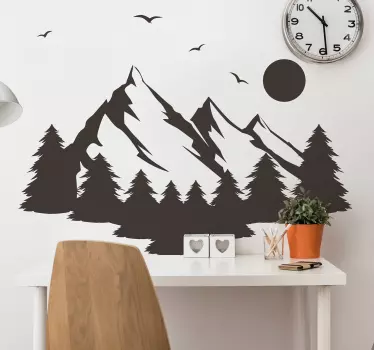Alpine zomer silhouet natuur muursticker - TenStickers
