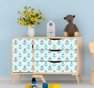 Ankerpatroon stijl meubel sticker - TenStickers