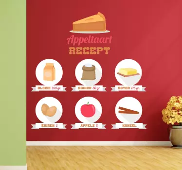 Appeltaart recept appel muursticker - TenStickers