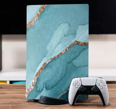 Aqua goud patroon ps5 sticker - TenStickers
