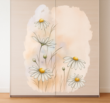 Aquarella madeliefjes meubel sticker - TenStickers